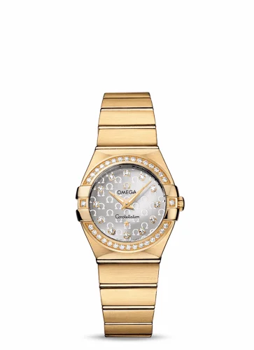 Omega Constellation Quartz 27 Brushed Yellow Gold / Diamond / Silver Omega 123.55.27.60.52.002 (12355276052002)